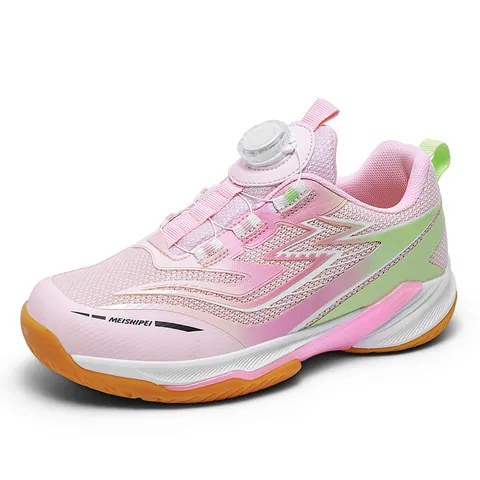 Children Youth Badminton Shoes Breathable Shock-Absorbing Non-Slip Training Sports Sneakers Rotary Buckle Tennis Shoes
