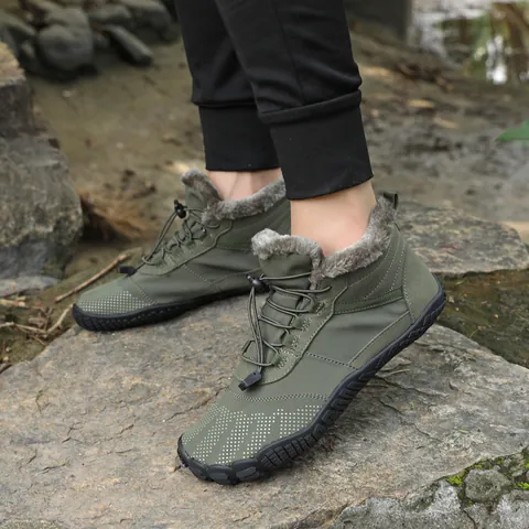 Men's High Top Hiking Boots Winter Warm Fleece Lined Snow Boots Waterproof Non-Slip Rubber Sole Outdoor Trekking Shoes
