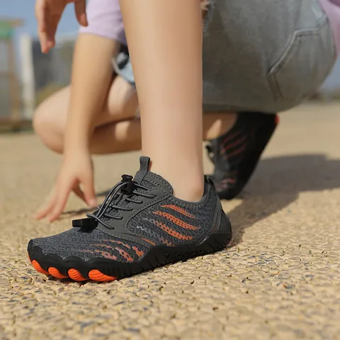 Kids Aqua Shoes Quick Dry Water Shoes Breathable Mesh Beach Swimming Shoes Anti-Slip Rubber Sole Elastic Laces For Boys Girls