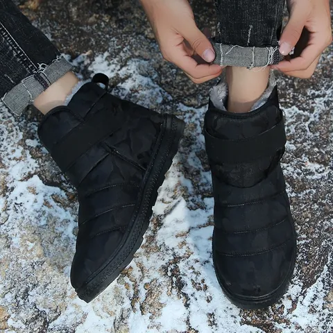 Unisex Μπότες Χιονιού Καμουφλάζ Χειμερινές με Λούτρινη Επένδυση Αδιάβροχες Ζεστές Casual Βαμβακερές Μπότες για Άνδρες Γυναίκες Ηλικιωμένους Παπούτσια Εξωτερικού Χώρου