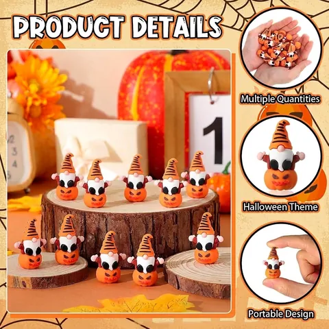 Gnomos de Halloween Mini Adornos de Calabaza Figuritas en Miniatura de Resina para Jardín de Hadas Micro Paisaje Decoración de Fiesta