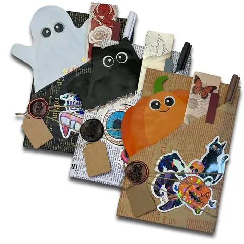 Halloween Μάγισσα Blind Date Με Ένα Βιβλίο Σετ Blind Box Vintage Περιτύλιγμα Εφημερίδας Σφραγίδα Βουλοκέρι Δώρο Πάρτι