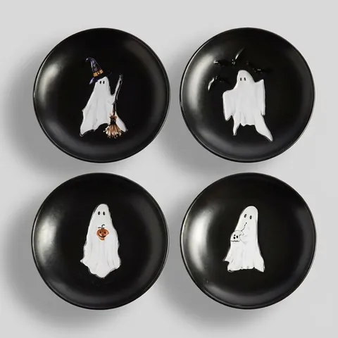 Πλαστικός Δίσκος Ορεκτικών Halloween με Μοτίβο Φάντασμα Δημιουργικό Πιάτο Σερβιρίσματος για Σνακ και Επιδόρπια Πάρτι