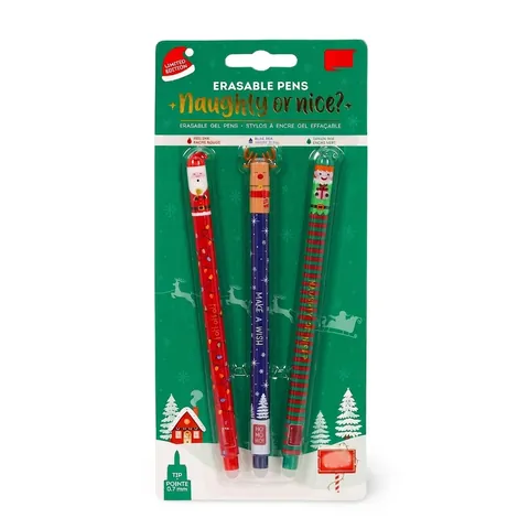 2024 Christmas Erasable Pen Set 3 Pieces Cartoon Santa Claus Reindeer Gel Ink Pens 0.7mm For Kids School Office Writing Gift