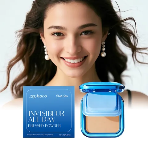 Zephoco Polvos Compactos Mate Impecables Acabado Mate Ligero Corrector Impermeable de Larga Duración Maquillaje Facial