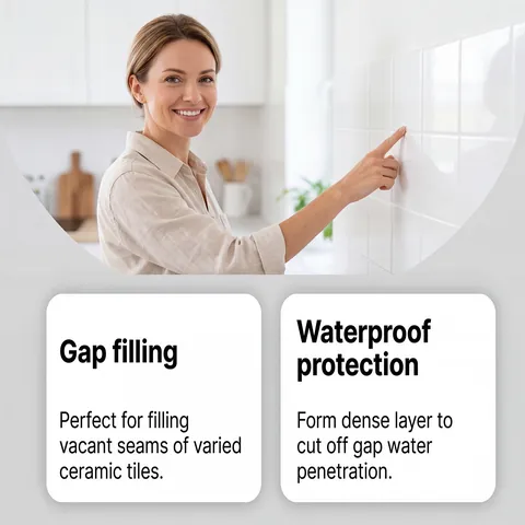 JAKEHOE Sellador de Juntas de Azulejos Blanco Impermeable Antimoho Reparación de Grietas de Suelo de Casa Con Raspador para Cocina Baño