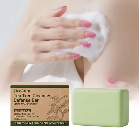 OCEAURA Saponetta Protettiva al Tea Tree Rinfrescante a Base Vegetale Sapone Corpo Solido Detersione Viso Delicata Quotidiana