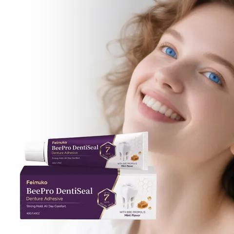 BeePro DentiSeal Denture Adhesive With Bee Propolis Mint Flavor Long Lasting Secure Hold Comfortable Denture Cream For Adults