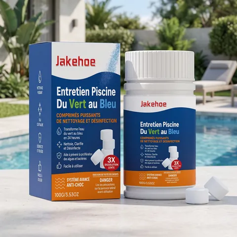 JAKEHOE Pool Cleaning Tablets Slow Release Chlorine Tablets for Inflatable Pool Garden Pond Water Purifier Algae Removal Disinfectant