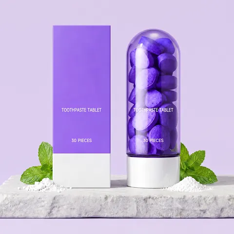 Comprimés de Dentifrice Violet Menthe Fraîcheur Haleine Nettoyage Dentaire Soins Bucco-Dentaires Dentifrice Solide Portable Voyage
