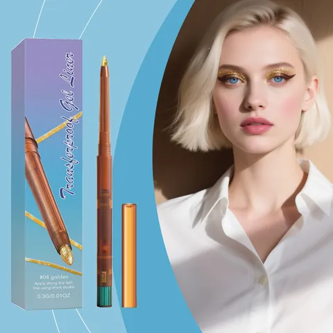 Eyeliner Gel Métallique Imperméable Miroitement Paillettes Maquillage des Yeux Lisse Pour Femmes Crayon Eyeliner Longue Tenue