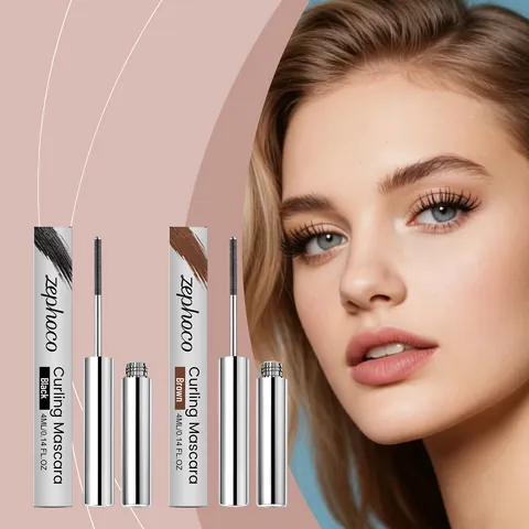 Mascara Recourbant Zephoco Maquillage des Yeux Soyeux Lisse Léger Longue Tenue Cils Recourbés Mascara pour Femmes Noir Brun