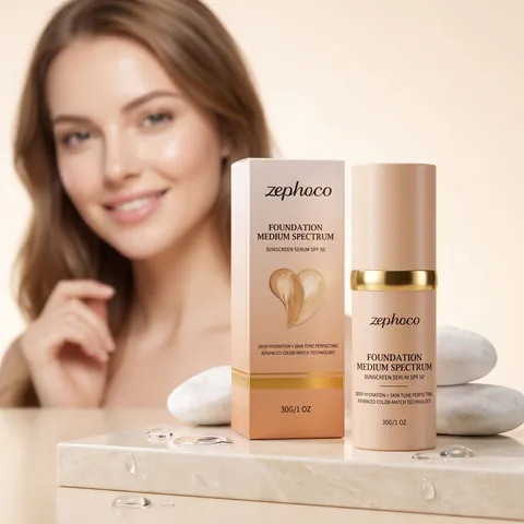 Base Maquillaje Cambio Color Zephoco SPF 50 Hidratante Solar Suero Base Corrector Líquido Base Maquillaje Mujer Diario