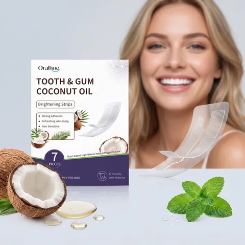 Tiras de Blanqueamiento Dental con Aceite de Coco Oralhoe para Dientes Sensibles Menta Piperita Refrescante Cuidado Bucal