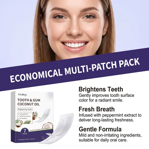 Tiras de Blanqueamiento Dental con Aceite de Coco Oralhoe para Dientes Sensibles Menta Piperita Refrescante Cuidado Bucal