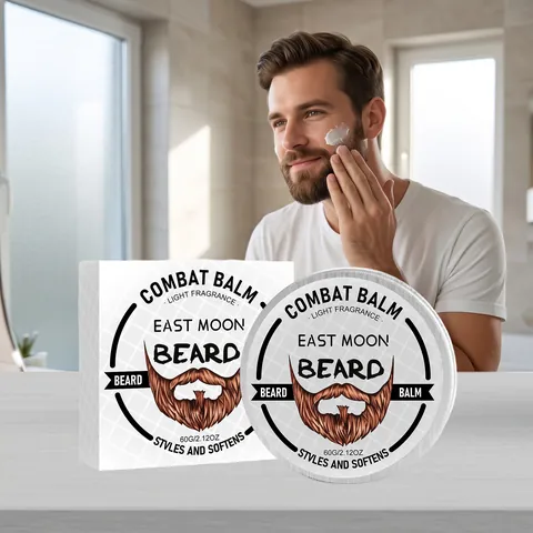 EAST MOON Bálsamo para Barba de Hombre Crema Hidratante para Estilizar y Suavizar Barba Con Manteca de Aguacate No Graso Cuidado Diario