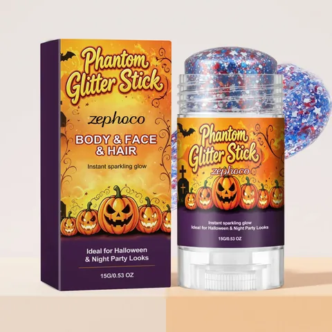 Zephoco Halloween Phantom Stick di Brillantini Viso Corpo Capelli Pasta Glitter Multiuso Zucca Fantasma Trucco Festa Donna