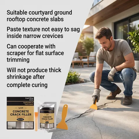 Vyreth 100g Concrete Crack Filler Waterproof Repair Slurry Kit With Brush And Scraper For Home Wall Road Floor Crack Repair