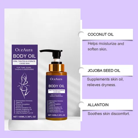 OceAura Aceite para el Cuidado Corporal Reafirmante Hidratante Aceite de Masaje para Caderas Abdomen Muslos Cuidado Piel Mujer