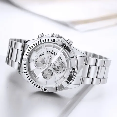 LONGBO Heren Zakelijk Quartz Horloge Roestvrij Stalen Band Waterdicht Mode Multi Wijzerplaat Kalender Polshorloge Voor Heren Klassiek