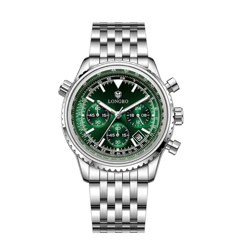 LONGBO 83823 Orologio da Uomo Business Fashion al Quarzo Acciaio Inossidabile Impermeabile Luminoso Cronografo Data Orologio da Polso per Uomo