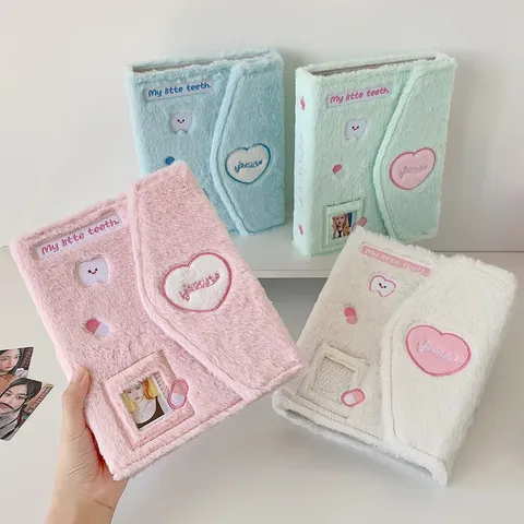 Koreaanse Schattige Pluche A5 Fotokaartmap Magnetische Envelop Fotokaartalbum Hart Borduurwerk Verzamelboek Voor K-pop Sterkaarten