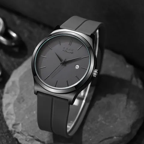 SABR Ανδρικό Επαγγελματικό Ρολόι Χαλαζία Αραβικοί Αριθμοί Ένδειξη Ημερομηνίας Κάσα από Κράμα Ψευδαργύρου Λουράκι Σιλικόνης Ανοξείδωτο Ατσάλι