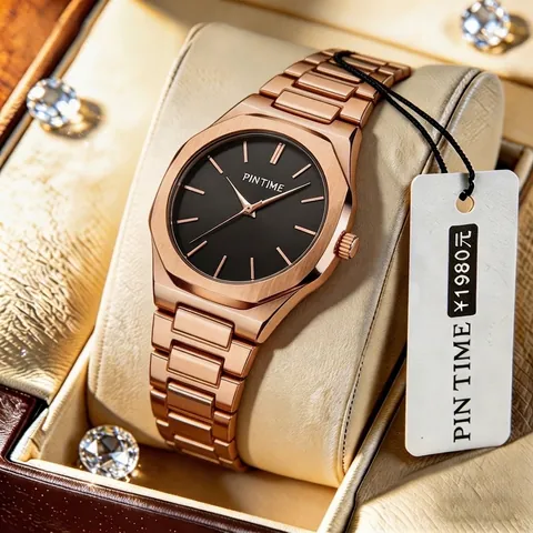 Men Luxury Business Quartz Watch Octagonal Bezel Alloy Band Waterproof Analog Wristwatch With Brushed Metal Finish Black Dial
