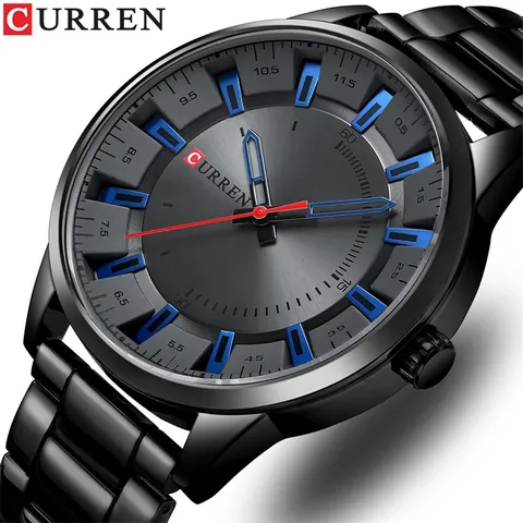 CURREN 8406 Men Business Casual Quartz Watch Stainless Steel Band Waterproof Large 3D Dial Wristwatch For Men