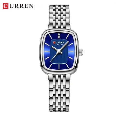 CURREN 9093 Montre Carrée de Luxe pour Femme Mode Simple Alliage Strass Montre-Bracelet à Quartz 3ATM Résistant à l'Eau