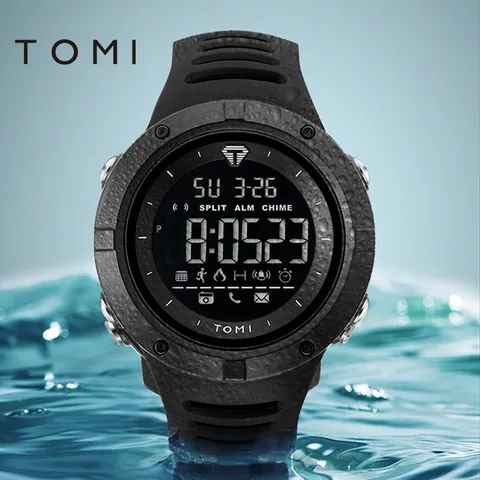 TOMI Sport Digitaluhr Für Herren Wasserdicht Multifunktional Großes Zifferblatt LED Hintergrundbeleuchtung Silikonarmband