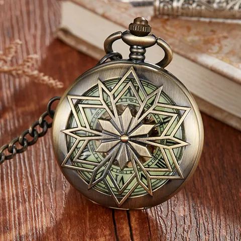 Montre à Gousset Mécanique Automatique Ajourée Rétro Chiffres Romains Lumineux Cadran Squelette Montre Pendentif avec Chaîne