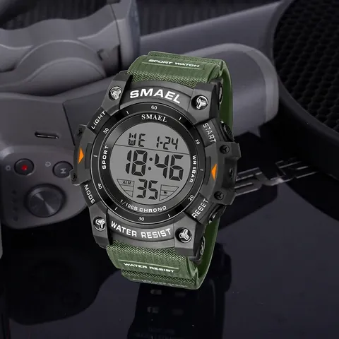 Digital Sports Watch 50M Waterproof Outdoor Military Style Chronograph LED Backlight Date Alarm Rubber Strap Watch for Men