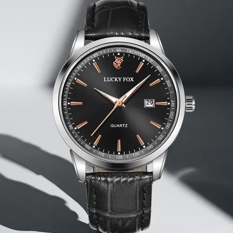 LUCKY FOX Orologio da Polso da Uomo Business al Quarzo Calendario Luminoso Tachimetro Cinturino in Pelle Coccodrillo Lega