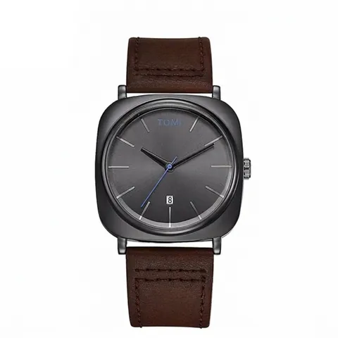 TOMI Herren Business Quadratische Quarzuhr Kalenderfunktion Mode Studentenarmbanduhr Mit Kunstlederarmband 30M Wasserdicht