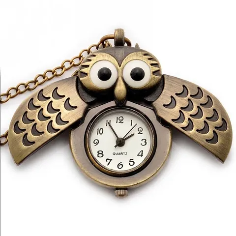 Vintage Eule Taschenuhr Halskette Legierung Glas Quarzwerk Pullover Kette Anhänger Retro Steampunk Tierform Uhr Schmuck