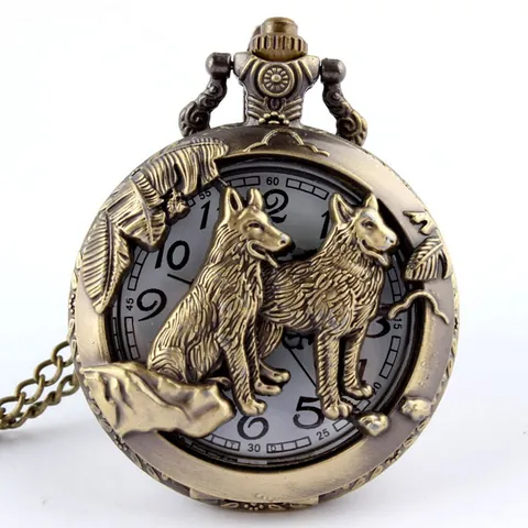 Vintage Chinesisches Sternzeichen Taschenuhren-Halskette Bronze Legierung Quarz Relief Geschnitzte Tier Anhänger Uhr Für Damen Herren
