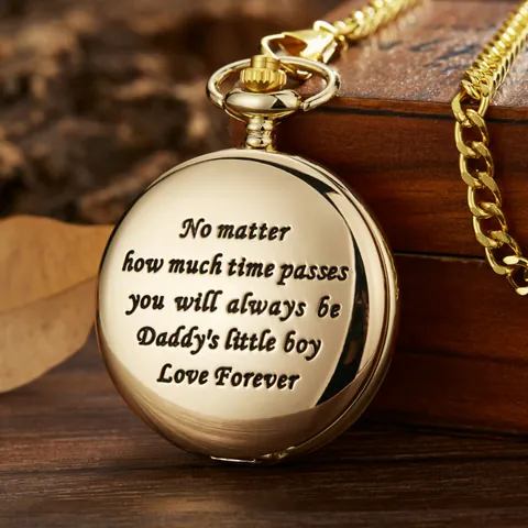 Vintage Gegraveerd Quartz Zakhorloge Aan Mijn Zoon Echtgenoot Liefde Voor Altijd Hart Kroon Patroon Ketting Horloge Cadeau