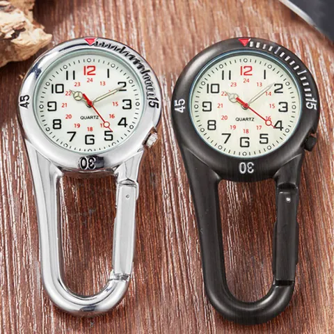 Buitensport Karabijnhaak Horloge Lichtgevend Quartz Zakhorloge Draagbare Rugzak Clip Horloge voor Wandelen Klimmen Cadeau