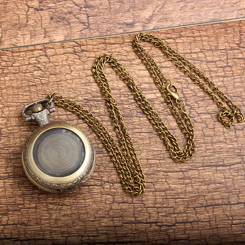 Vintage Alloy Quartz Pocket Watch Necklace With Retro Relief Floral Pattern For Women DIY Photo Insert Pendant Watch Gift