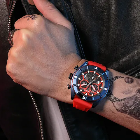 MEGIR 2209 Reloj Deportivo para Hombre Cronógrafo Luminoso Impermeable de Cuarzo Correa de Silicona Moda Casual Reloj de Pulsera Outdoor