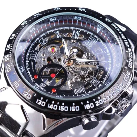 Forsining Herren Mechanische Uhr Skelett Manuelle Handaufzug Legierung Leuchtend Römische Ziffern Mode Luxus Armbanduhr