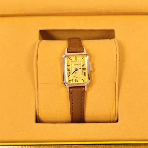 LUCKYFOX Women Vintage Rectangular Quartz Watch Elegant Faux Leather Strap Roman Numerals Small Dial Casual Ladies Watch