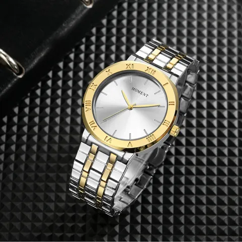 Reloj de Cuarzo para Hombre Lujo Correa de Aleación Acero Inoxidable Negocios Casual Números Romanos Impermeable Regalo Moda