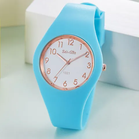 Reloj de Pulsera de Cuarzo de Moda Minimalista para Mujer Correa de Silicona Esfera Redonda Pantalla Analógica Informal