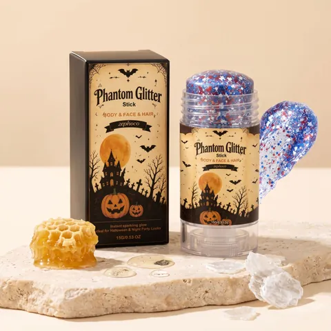 Zephoco Halloween Phantom Bâton de Paillettes Hydratant Lisse Visage Corps Cheveux Maquillage Brillant pour Fête Festival