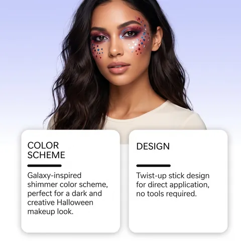 Zephoco Halloween Phantom Bâton de Paillettes Hydratant Lisse Visage Corps Cheveux Maquillage Brillant pour Fête Festival