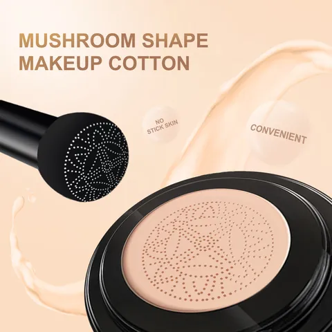 CC Cream Cushion con Cabeza de Hongo Base de Maquillaje Hidratante Corrector Iluminador Base de Maquillaje de Larga Duración Natural