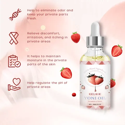 EELHOE Aardbei Yoni Olie Plantaardige Etherische Olie Voor Vrouwen PH Balans Hydraterende Lichaamsverzorging