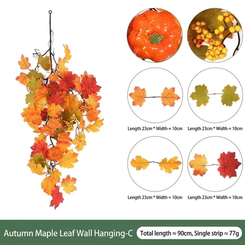 Künstliche Ahornblatt Girlande Herbst Wandbehang Ranke Halloween Ernte Dankfest Dekoration Falsche Seidenpflanze Für Haus Party